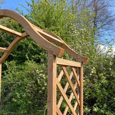 wooden garden arch tan with metal