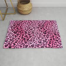 pink leopard pattern rug by pinkal