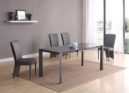 Dining table + 4 chairs seat set glass meeting table restaurant furniture gray. Extending Matt Grey Glass Dining Table And 6 Chairs Homegenies