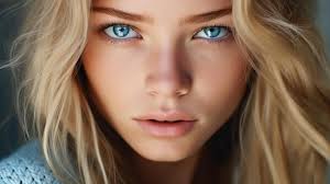 blue eyes with freckles portrait