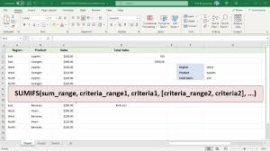 sumifs function in excel