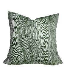 Green Faux Bois Linen Pillow Cover