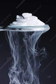 dry ice sublimating stock image