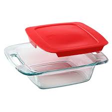 Square Glass Baking Dish With Red Lid