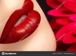 close up beautiful female lips with