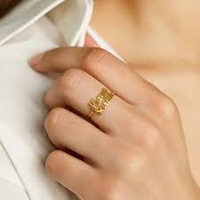 gold plated couple name ring adjule