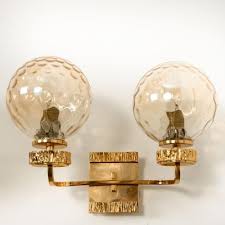 Gold Plated Blown Glass Light Fixtures In The Style Of Brotto Italy 1970s Set Of 4 For Sale At Pamono