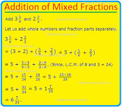 mixed fractions adding mixed numbers