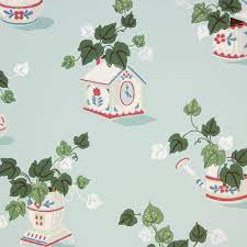 1940s Vintage Wallpaper Ivy with Red ...