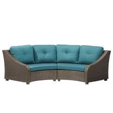 The hampton bay collection will bring a casual, mission styled office group to your home. Hampton Bay Torquay Wicker Outdoor Sofa Ends With Charleston Cushions Frs60557ab St The Home Depot