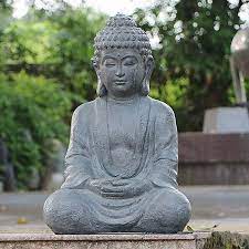 Grey Charcoal Sitting Buddha Statue