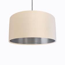 Cream Lampshade In Velvet With Silver