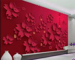 Beibehang 3D Wallpaper HD red flower ...