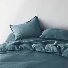 pure linen solid teal duvet covers and