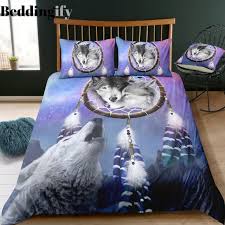 Wolf Howling Dream Catcher Bedding Set