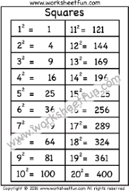 Squares 1 20 Worksheet Free Printable Worksheets