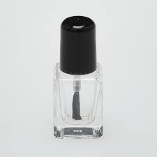 1 6 oz 5ml square clear gl bottle heavy base bottom with black cap and nail polish brush wand