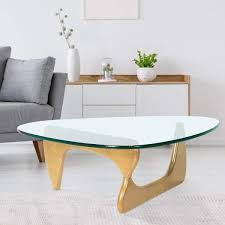 Natural Triangle Glass Top Coffee Table