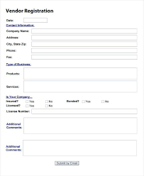 9 Sample Vendor Registration Forms Templates New Setup Form Template
