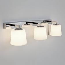 Triplex 3 Light Bathroom Wall Light In Chrome With Opal Glass Switched
