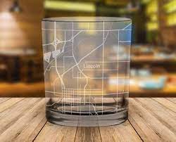 Lincoln Nebraska Map Whiskey Glass Gift