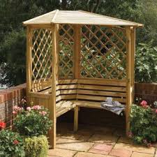 Right Angled Wooden Garden Arbour