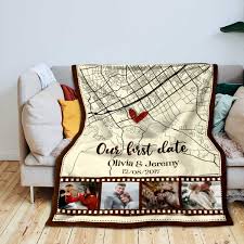 first date map gift boyfriend blanket