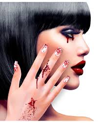 white fingernails with blood spatter 12
