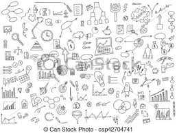 Hand Draw Doodle Elements Money And Coin Icon Chart Graph Concept Business Finance Analytics Earnings Vector Illustration