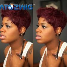 pixie cut short 99j wine red real human