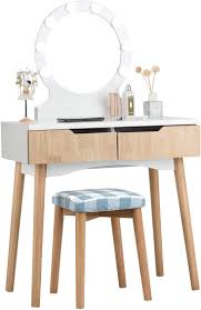 makeup table vanity with round lighted