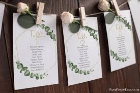 Gold Geometric Greenery Event Seating Chart Table Cards
