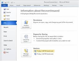 Microsoft Office 2010 Tip Recover Unsaved Documents Or Return To An