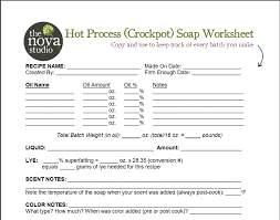 hot process soap worksheet