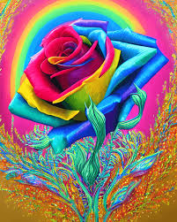 hyper realistic neon rainbow rose