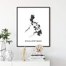 Philippines Map Art Poster Black And