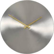 Minimalist Brushed Silver Wall Clock
