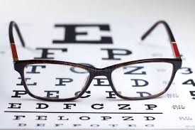 Women S Eye On Eyesight Test Chart With Eyeglasses Stock