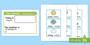 Daily Weather Calendar Cards English Spanish Daily Weather