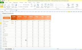 Weekly Chore Schedule Template For Excel Weekly Template Excel