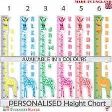 Details About Giraffe Height Chart Wall Sticker Personalised For Boys Girls Kids Childrens Uk