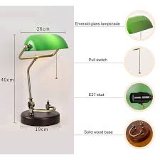 Table Lamp Traditional Green Bankers