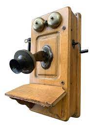 Antique 1900s Wooden Wall Phone Wall