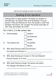 Each worksheet focuses on reading, comprehending, grammar and creative writing. Reading Comprehension Worksheet Www Grade1to6 Com