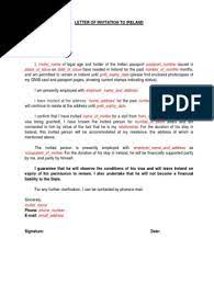 Types of letters required for a visitor visa. Letter Of Invitation To Ireland Travel Visa Passport