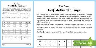 Golf Maths Challenge Worksheets