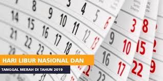 Total jumlah hari libur nasional dan cuti bersama pada tahun 2019 sebanyak 20 hari. Daftar Hari Libur Nasional Hari Kejepit Nasional Dan Cuti Bersama Tahun 2019