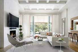 Contemporary High Ceiling Living Room