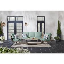 Home Decorators Collection Windemere 4 Piece Aluminum Outdoor Patio Seating Set With Sofa With Sunbrella Canvas Spa Cushions Gl2040