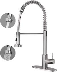Whether your old faucet leaks, is rusted, or is just plain ugly. Corysel Kitchen Faucet Single Handle High Arc Brushed Nickel Single Lever Pull Down Sprayer Spring Kitchen Sink Faucet Kitchen Sink Faucet With Deck Plate 2001c Amazon Com